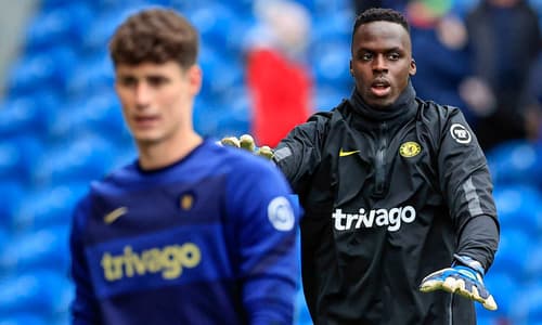 Chelsea goalkeepers Kepa Arrizabalaga and Edouard Mendy.
