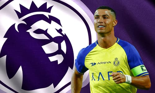 Cristiano Ronaldo of Al-Nassr on the Premier League logo