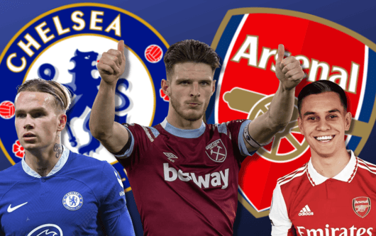 Mykhaylo Mudryk, Decland Rice, Leandro Trossard, Chelsea, Arsenal, 2022/23