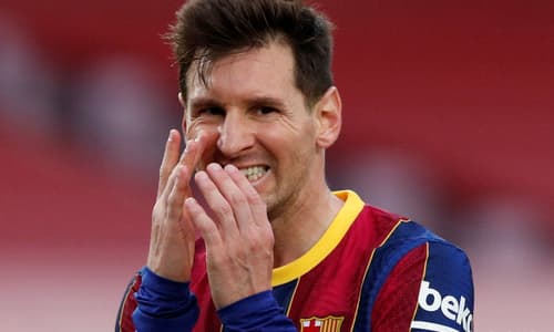 Lionel Messi playing for Barcelona in La Liga, 2020/21
