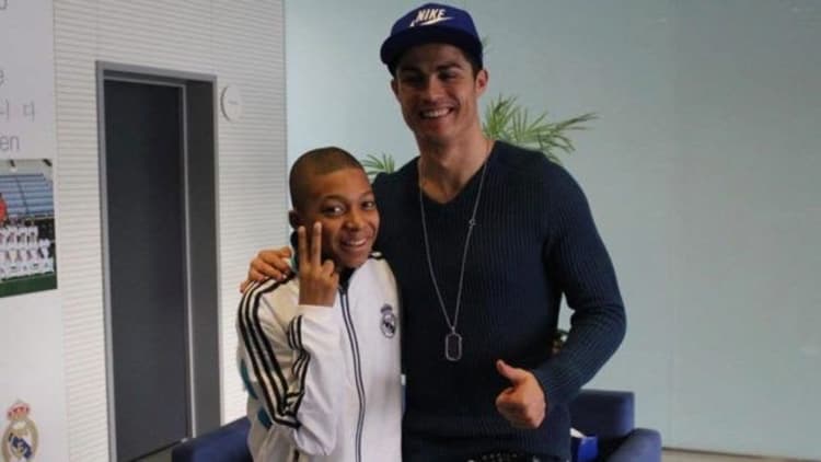 A young Mbappe and his idol, Ronaldo