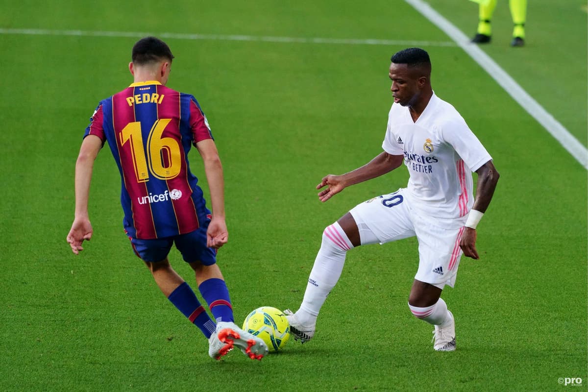 Pedri and Vinicius Junior, Clasico between Real Madrid and Barcelona