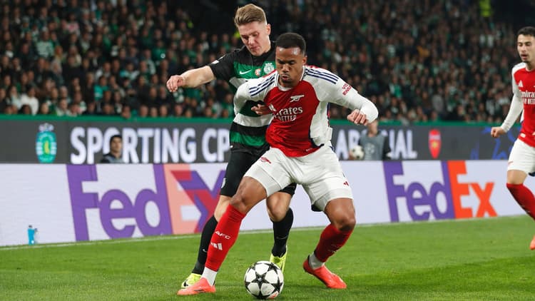 Gyokeres in action against Arsenal in the Champions League