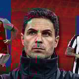 Mikel Arteta, Declan Rice, Bruno Guimaraes, Arsenal, 2023/24