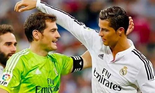 Iker Casillas and Cristiano Ronaldo at Real Madrid.
