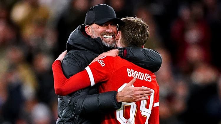 Jurgen Klopp and Conor Bradley