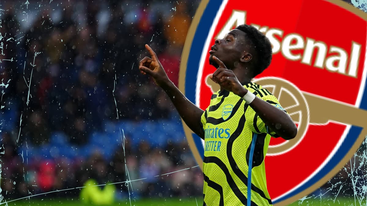 Bukayo Saka celebrates scoring against Burnley for Arsenal in the Premier League
