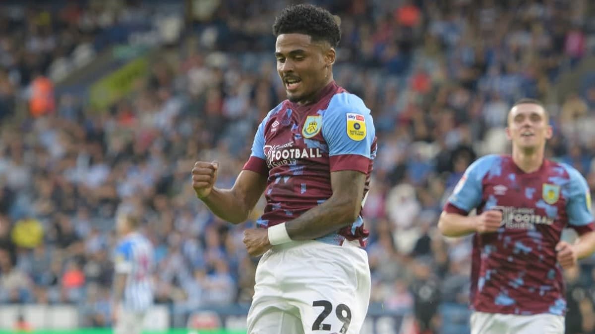 Ian Maatsen after scoring for Burnley, 2022-23