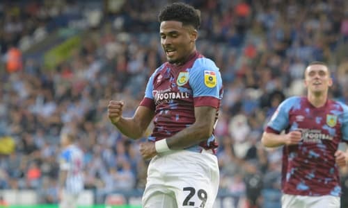 Ian Maatsen after scoring for Burnley, 2022-23