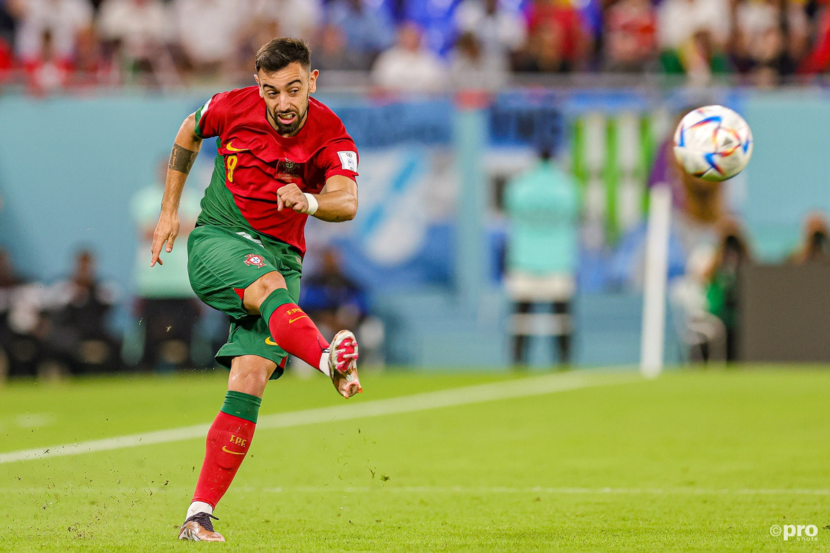 Bruno Fernandes in action for Portugal at the World Cup