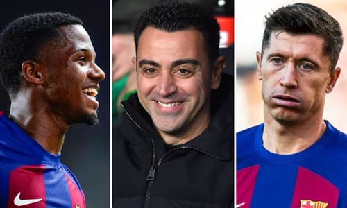 Ansu Fati, Xavi, Robert Lewandowski, Barcelona
