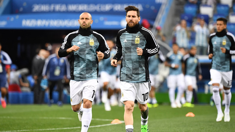 Javier Mascherano and Lionel Messi as Argentina teammates