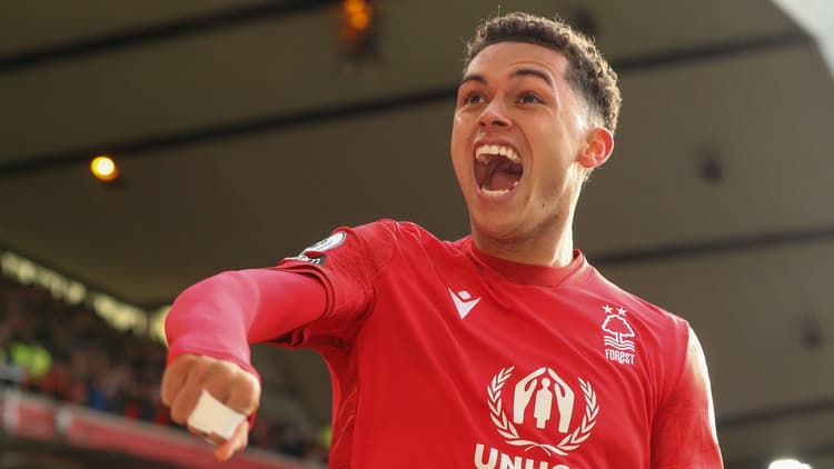 Brennan Johnson celebrates scoring for Nottingham Forest