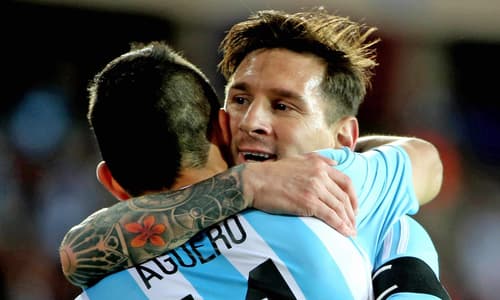 Aguero and Messi in action for Argentina