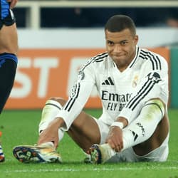 Real Madrid's Kylian Mbappe picked up a hamstring injury against Atalanta in the Champions League