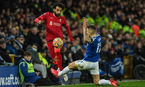 Mohamed Salah in action for Liverpool against rivals Everton in EPL