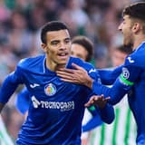Mason Greenwood celebrates scoring for Getafe against Real Betis in LaLiga