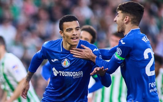 Mason Greenwood celebrates scoring for Getafe against Real Betis in LaLiga