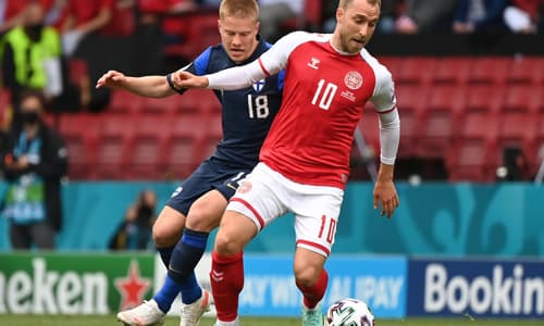 Christian Eriksen playing against Finland at Euro 2020