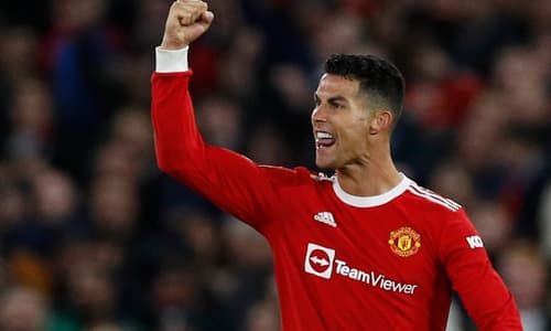 Cristiano Ronaldo celebrates his late winner for Man Utd vs Atalanta