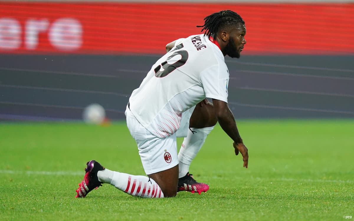 Milan midfielder Franck Kessie playing against Atalanta is Serie A