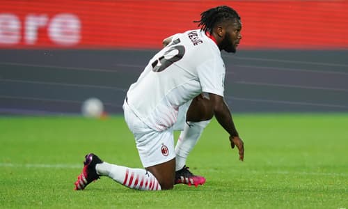 Milan midfielder Franck Kessie playing against Atalanta is Serie A