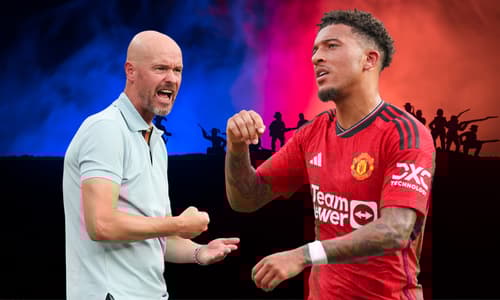 Jadon Sancho and Man Utd boss Erik ten Hag have had a public falling out