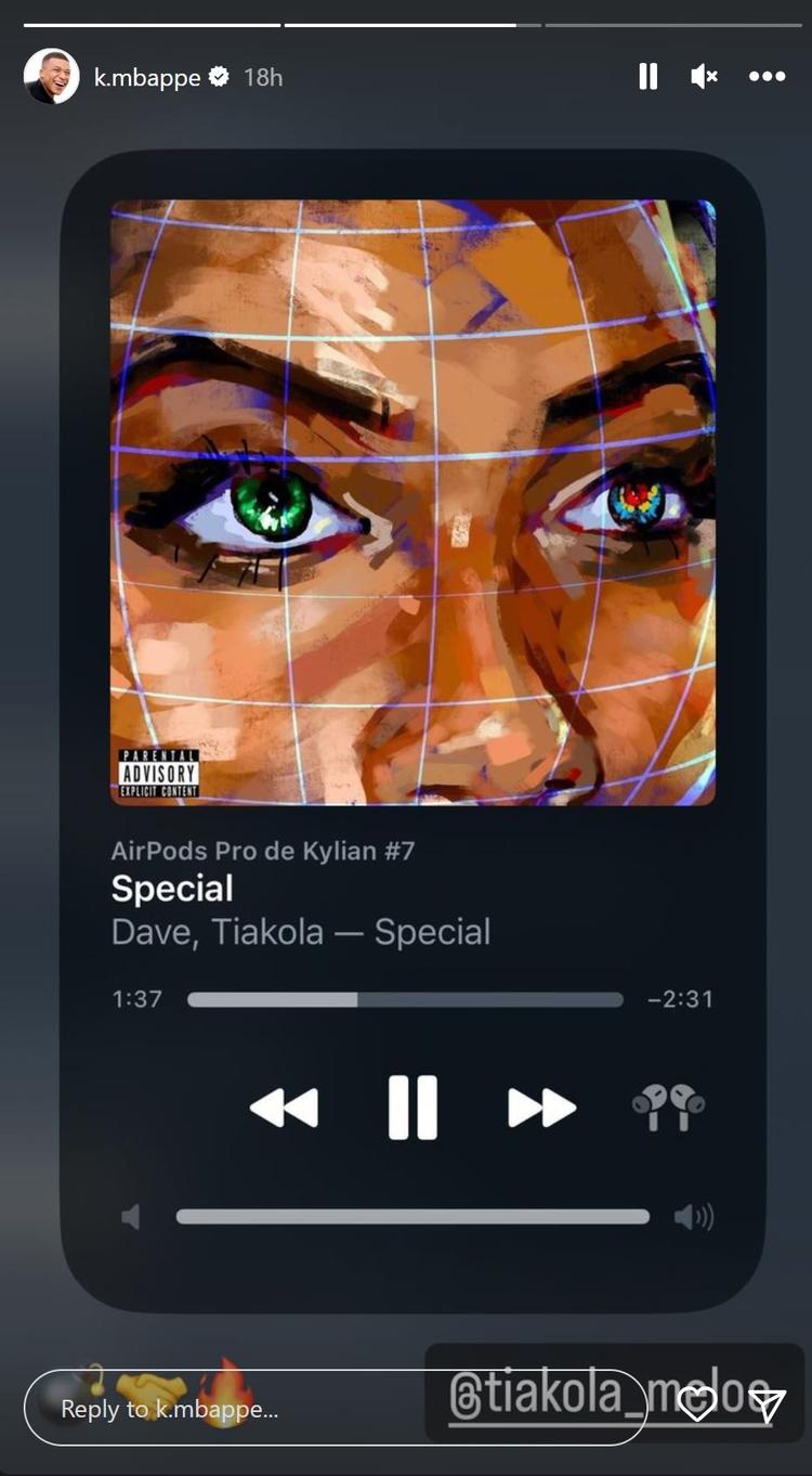 Kylian Mbappe's Instagram screenshot