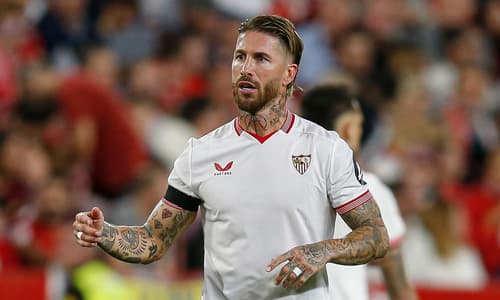 Sergio Ramos of Sevilla celebrates against Real Madrid