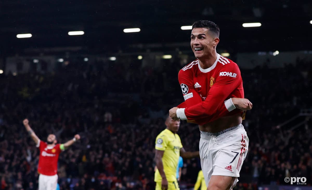 Cristiano Ronaldo celebrates for Man Utd vs Villarreal in the Champions League
