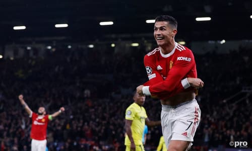 Cristiano Ronaldo celebrates for Man Utd vs Villarreal in the Champions League