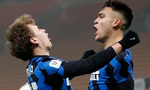 Nicolo Barella and Lautaro Martinez, Inter