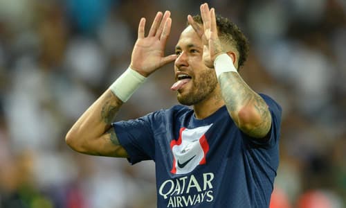Neymar celebrates for PSG against Montpellier
