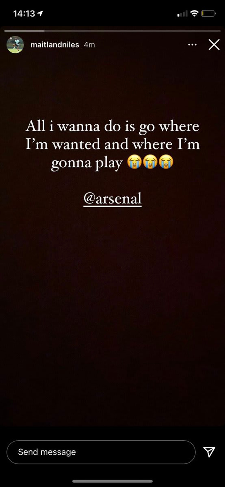 Ainsley Maitland-Niles Instagram post