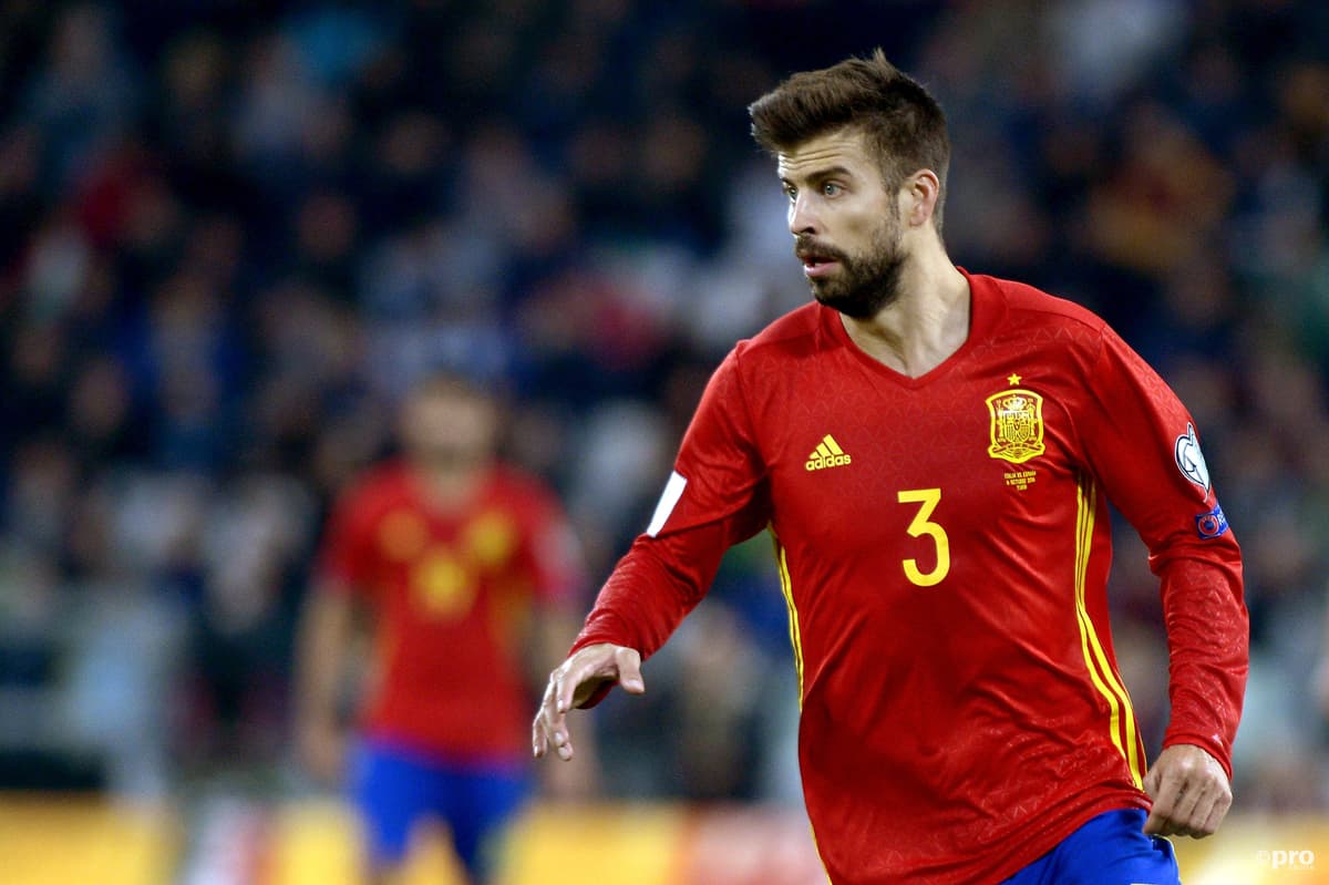 Gerard Pique playing for Spain at the 2018 World Cup
