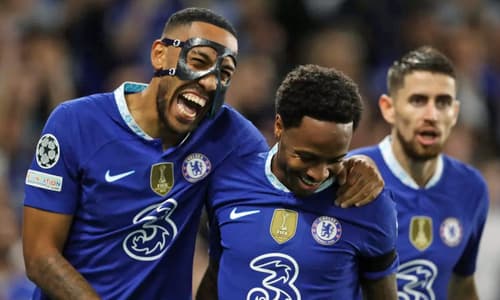 Chelsea pair Pierre-Emerick Aubameyang and Raheem Sterling.