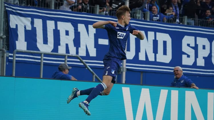 Max Beier celebrates scoring for Hoffenheim