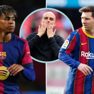 Lamine Yamal, Lionel Messi, Pep Guardiola, Barcelona