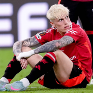 Alejandro Garnacho reacts after Man Utd's Europa League final loss to Tottenham Hotspur