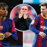 Lamine Yamal, Lionel Messi, Pep Guardiola, Barcelona
