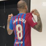 Why does Dani Alves wear No.8 for Barcelona?