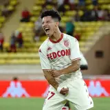 Sofiane Diop celebrates scoring for Monaco in Ligue 1