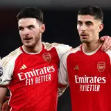 Declan Rice and Kai Havertz during Arsenal's Premier League win over Brentford