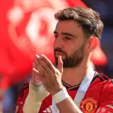 Bruno Fernandes celebrates Man Utd's 2023/24 FA Cup win