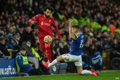 Mohamed Salah in action for Liverpool against rivals Everton in EPL