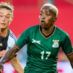 Racheal Kundananji plays in an international friendly for Zambia against Germany, 2023