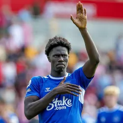 Amadou Onana in action for Everton.