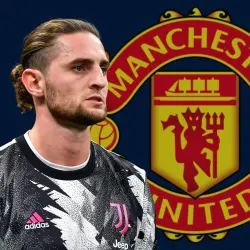 Adrion Rabiot of Juventus with the Manchester United badge