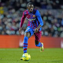 Ousmane Dembele playing for Barcelona against Sevilla, 2021/22