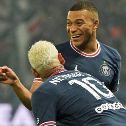 Neymar and Kylian Mbappe in action for PSG